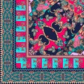 Quarter of the ethnic bandana print with mandala and ornamental border