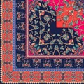 Quarter of the ethnic bandana print with ornamental border.