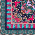 Quarter of the ethnic bandana print with ornamental border. Rug