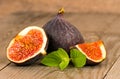 Quarter half and whole ripe fig fruits Royalty Free Stock Photo