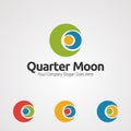 Quarter moon hug human logo vector, icon, element, and template for company