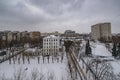 Quarter of multi-storey houses in Moscow in winter twilight