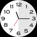 Quarter past 11 o`clock analog clock icon