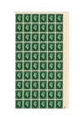 A quarter sheet of green halfpenny postage stamps featuring a portrait of King George VI.