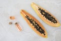 Papaya Peices with Extract Royalty Free Stock Photo