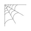 Quarter spider web isolated on white background. Halloween spiderweb element. Cobweb line style. Vector illustration for any