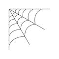 Quarter spider web isolated on white background. Halloween spiderweb element. Cobweb line style. Vector illustration for any