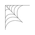 Quarter spider web isolated on white background. Halloween spiderweb element. Cobweb line style. Vector illustration for any