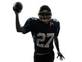 Quarterback american throwing football player man silhouette Royalty Free Stock Photo