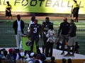 Quarterback Russell Wilson (Seattle Seahawks) interviewed after winning best player award at Pro Bowl