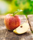 Quartered apple showing juicy flesh