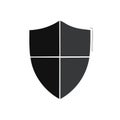 Quartered Black and Gray Shield Heraldry Graphic, Security Icon, Protection Symbol, Vector Design Royalty Free Stock Photo