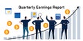 Quarterly earnings report periodic financial profit each quarter of year sales profit company
