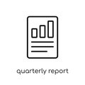 Quarterly report icon. Trendy modern flat linear vector Quarterly report icon on white background from thin line business collect Royalty Free Stock Photo