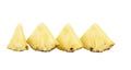 Quarters of slices pineapple in a row. Royalty Free Stock Photo
