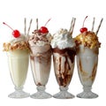 A quartet of milkshakes with cherrie Royalty Free Stock Photo