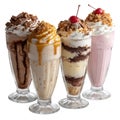 A quartet of milkshakes with cherrie Royalty Free Stock Photo