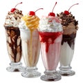 A quartet of milkshakes with cherrie Royalty Free Stock Photo