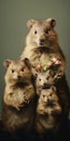 A quartet of quokkas posing with family photo