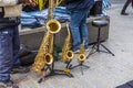 A quartet of Saxophones playing on the streets of Liverpool