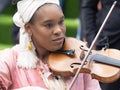 A quartet of string players play onm the streets of Liverpool for Eurovision