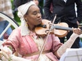 A quartet of string players play onm the streets of Liverpool for Eurovision