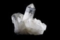 Quartz Crystal Cluster Horizontal on Black Background Royalty Free Stock Photo