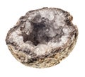 Quartz crystal geode isolated Royalty Free Stock Photo