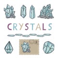 Quartz Crystal Magic Hand Drawn Vector Icon Illustration Set