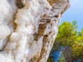 Quartz crystals on the beach of Greek peninsula Pelion, Magnesia. Royalty Free Stock Photo