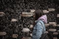 Quartz crystals on the coal Wailing Wall at Babi Yar in Kiev