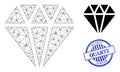 Quartz Distress Stamp and Web Network Adamant Crystal Vector Icon