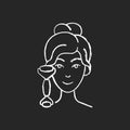 Quartz facial roller chalk white icon on black background