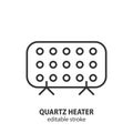 Quartz heater line icon. House electric heating outline vector symbol. Editable stroke