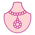 Quartz pendant flat icon. Gemstone necklace vector illustration isolated on white. Jewelry gradient style design