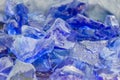 Quartz stone, glass rocks in blue