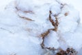 Quartz stone, very close up. natural white crystallized stone with veins.