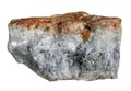 Quartz with sulfides on a white background