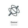 Quasar outline vector icon. Thin line black quasar icon, flat vector simple element illustration from editable astronomy concept Royalty Free Stock Photo