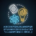 Quaternary neon light concept icon. Knowledge sector idea. Information-based service, research. Economy sector. Glowing Royalty Free Stock Photo