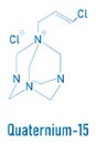 Quaternium-15 surfactant and preservative molecule, formaldehyde releaser. Skeletal formula.