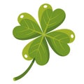 Quatrefoil cartoon icon. Clover leaf with four petals, Saint Patrick day irish holiday symbol. Good luck sign. Royalty Free Stock Photo
