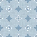 Quatrefoil seamless vector pattern background. Azulejo style backdrop with historical foil motifs in delt blue and white Royalty Free Stock Photo