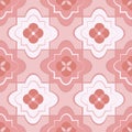 Quatrefoil seamless vector pattern background. Azulejo style backdrop with historical foil motifs in monochrome pink Royalty Free Stock Photo