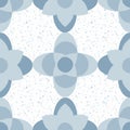 Quatrefoil seamless vector pattern background. Azulejo style historical foil motifs in delft blue on white terrazzo Royalty Free Stock Photo