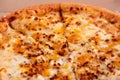 Quatro formaggi four cheese pizza detail, fast food Royalty Free Stock Photo