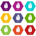 Quatro packag icons set 9 vector