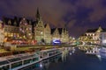 Quay Graslei in Ghent town at evening, Belgium Royalty Free Stock Photo