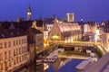 Quay Graslei at night, Ghent town, Belgium Royalty Free Stock Photo