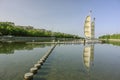 Quay of the river in the city of Dunhuang Royalty Free Stock Photo